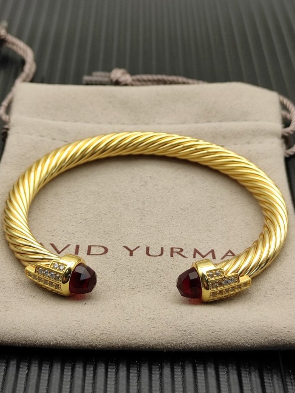 ♕David Yurman Gold Five-Piece Diamond Bracelet
